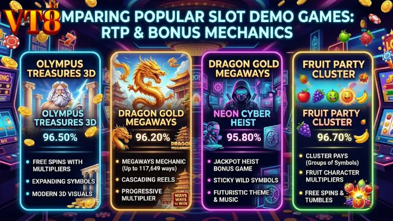 Comparing Popular Demo Slot Titles RTP Rates and Bonus Mechanics